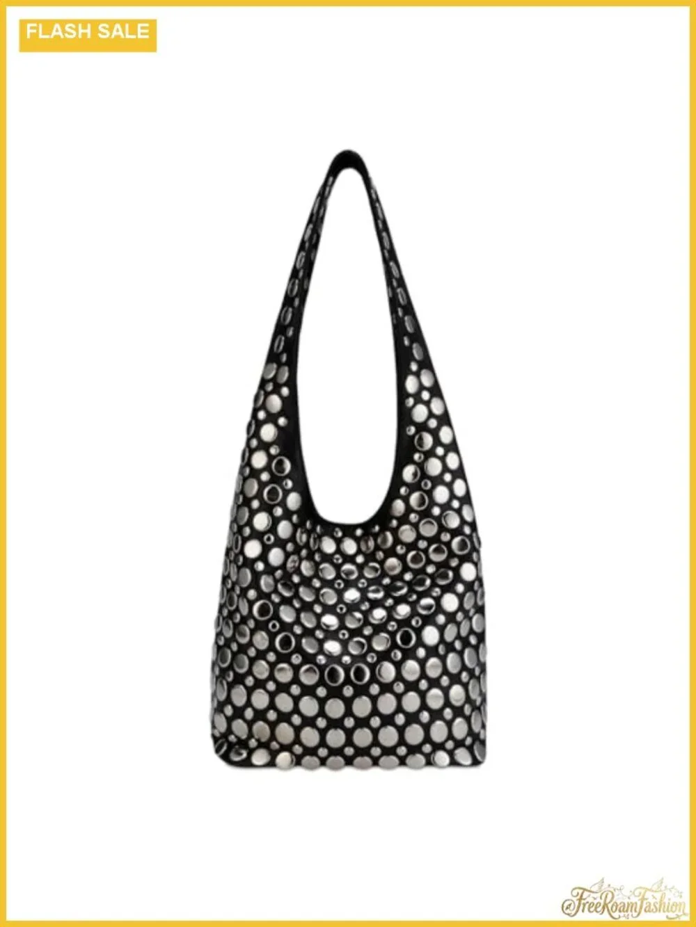 Studded Y2K Hobo Shoulder Bag Faux Leather Punk Underarm Tote Handbag